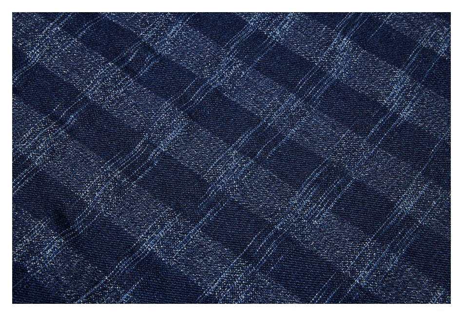 【URBANEST】plaid denim long sleeve shirt 1color 【UN0227】