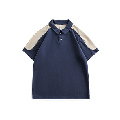 【URBANEST】カラーブロックラグランスリーブ半袖ポロシャツ 2color 【UN0186】
