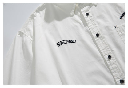 【URBANEST】embroidered chest short sleeve shirt 2color 【UN0204】