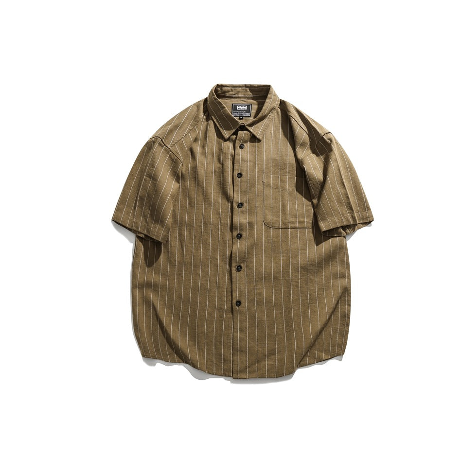 【URBANEST】pinstripe pocket short sleeve shirt 3color 【UN0218】