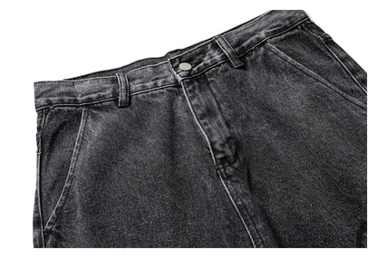 【URBANEST】washed black denim cargo pants 1color 【UN0239】