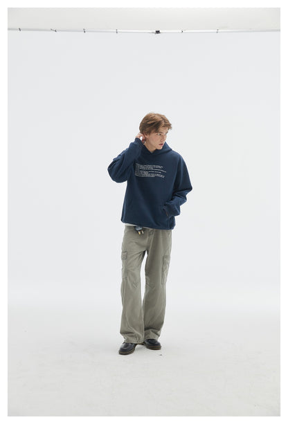 【URBANEST】small text printed loose pullover hoodie 2color 【UN0234】