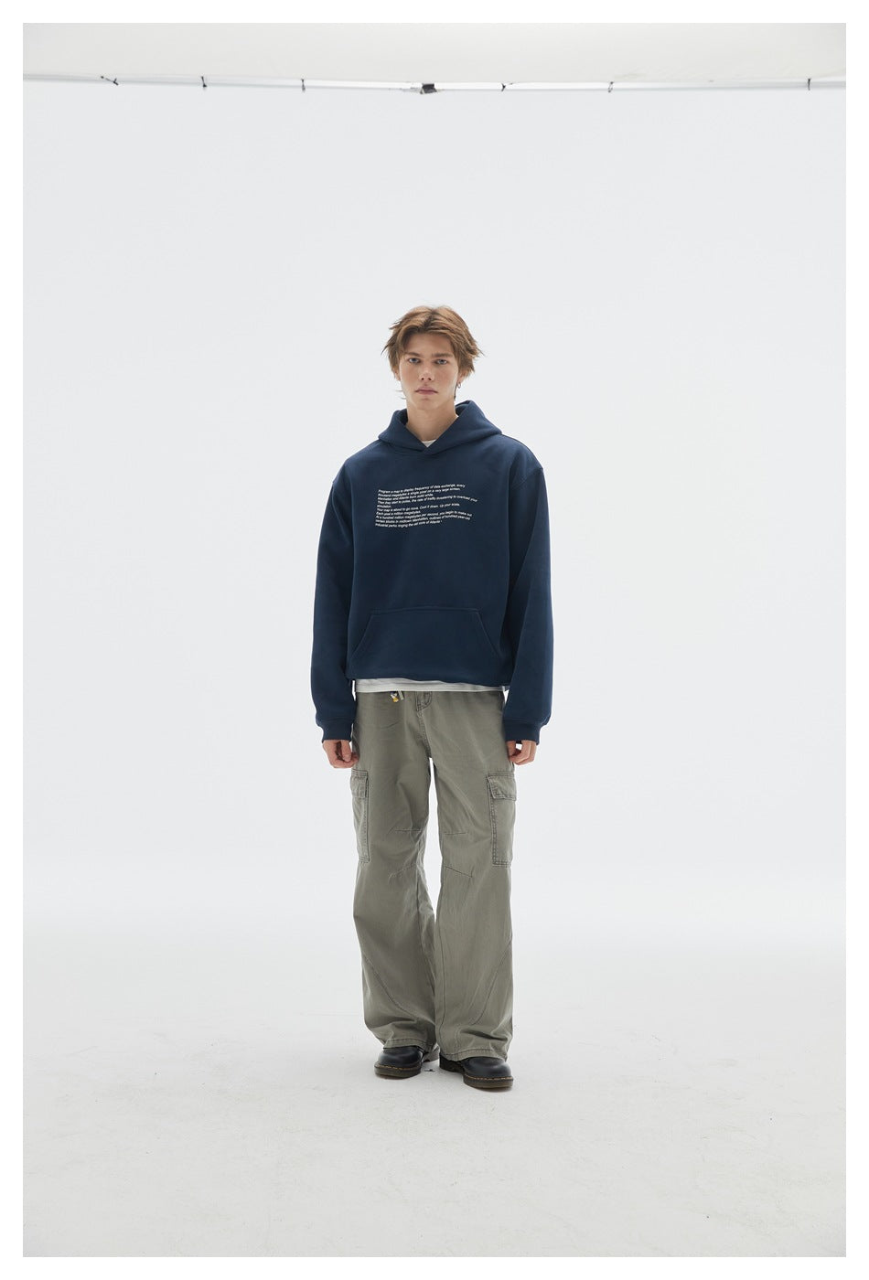 【URBANEST】small text printed loose pullover hoodie 2color 【UN0234】
