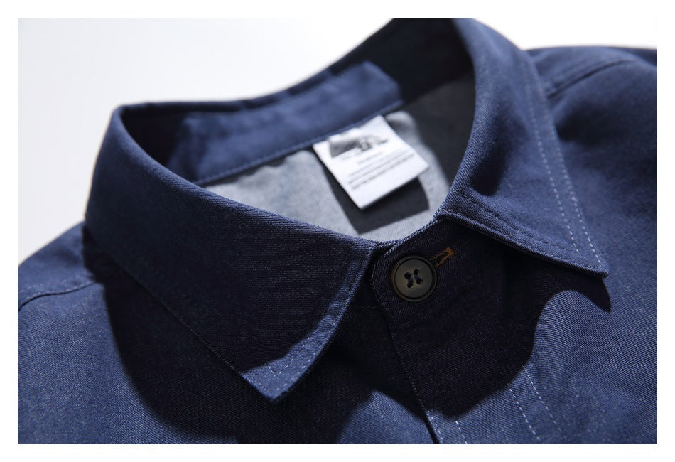 【URBANEST】contrast pocket denim long sleeve shirt 1color 【UN0217】