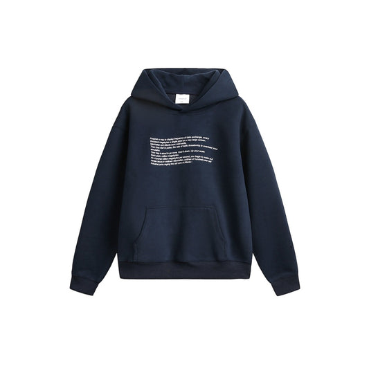 【URBANEST】small text printed loose pullover hoodie 2color 【UN0234】