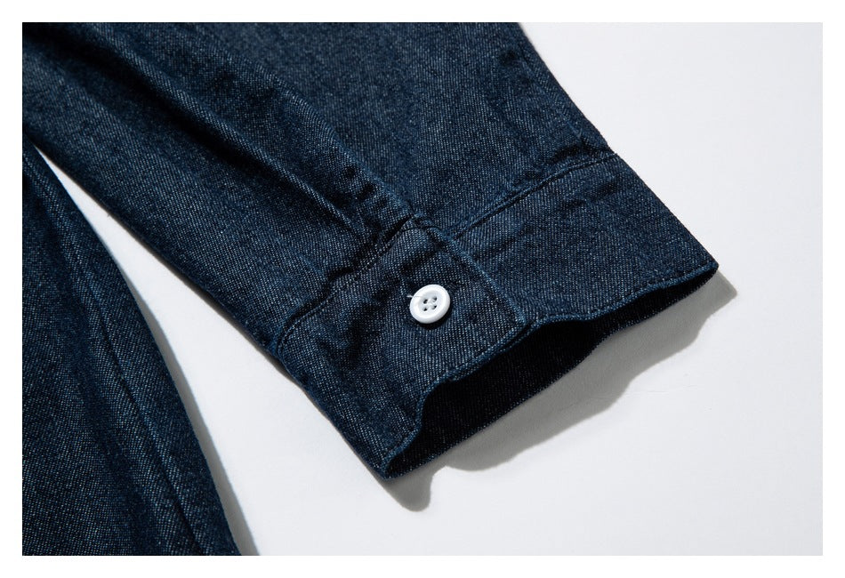 【URBANEST】contrast stitch denim long sleeve shirt 1color 【UN0230】