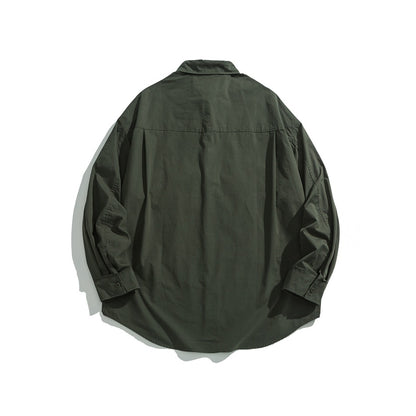 【URBANEST】drawstring storm flap long sleeve shirt 3color 【UN0232】