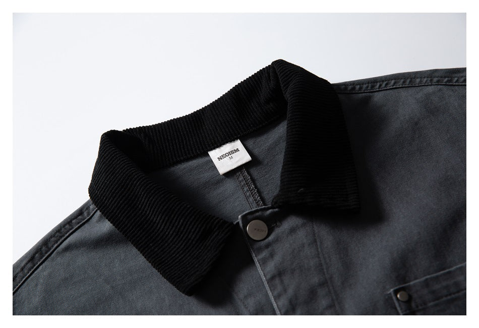 【URBANEST】corduroy collar canvas chore jacket 1color 【UN0242】