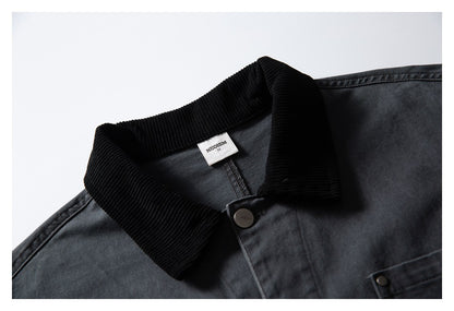 【URBANEST】corduroy collar canvas chore jacket 1color 【UN0242】