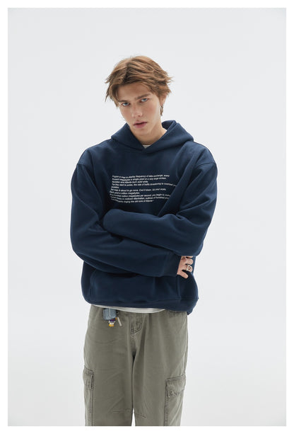 【URBANEST】small text printed loose pullover hoodie 2color 【UN0234】