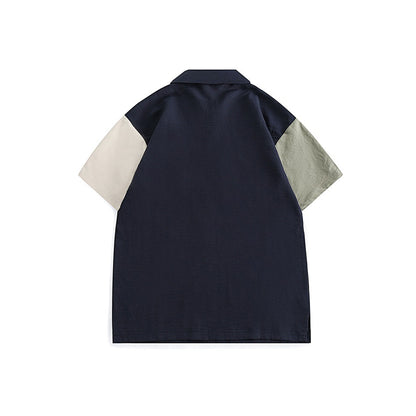 【URBANEST】マルチカラーブロックフラップポケット半袖ポロシャツ 2color 【UN0187】