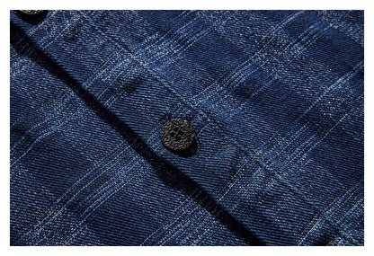 【URBANEST】plaid denim long sleeve shirt 1color 【UN0227】