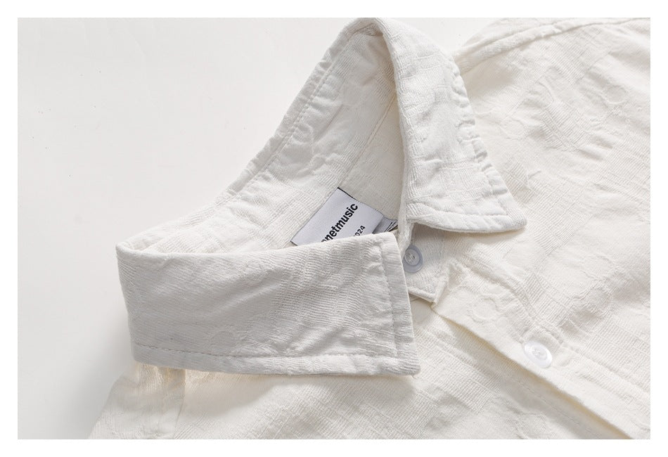 【URBANEST】double pocket textured short sleeve shirt 2color 【UN0207】