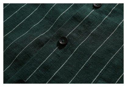 【URBANEST】pinstripe pocket short sleeve shirt 3color 【UN0218】
