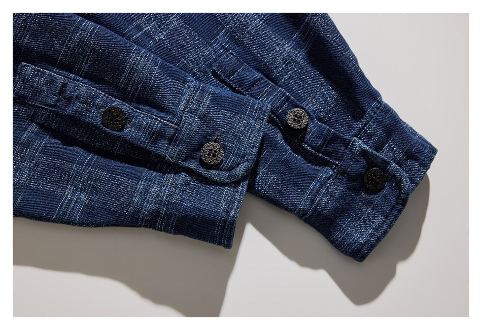 【URBANEST】plaid denim long sleeve shirt 1color 【UN0227】