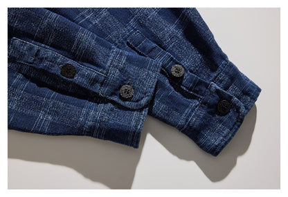 【URBANEST】plaid denim long sleeve shirt 1color 【UN0227】