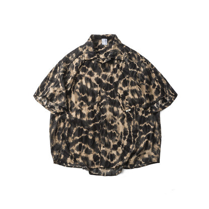 【URBANEST】leopard pleated open collar shirt 1color 【UN0220】