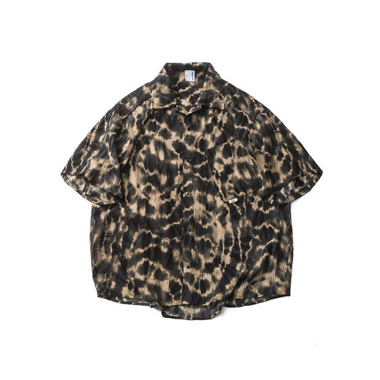 【URBANEST】leopard pleated open collar shirt 1color 【UN0220】