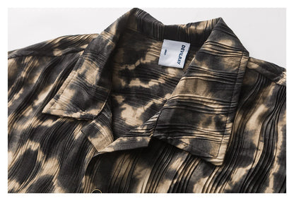 【URBANEST】leopard pleated open collar shirt 1color 【UN0220】