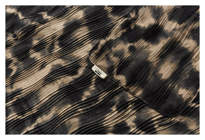 【URBANEST】leopard pleated open collar shirt 1color 【UN0220】