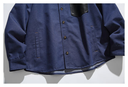 【URBANEST】contrast pocket denim long sleeve shirt 1color 【UN0217】