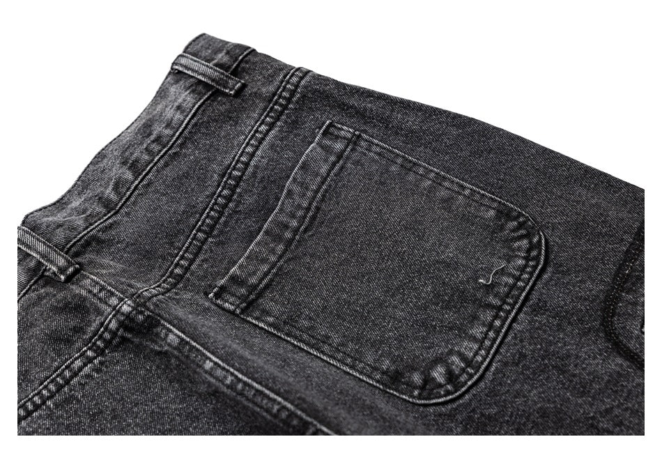 【URBANEST】washed black denim cargo pants 1color 【UN0239】