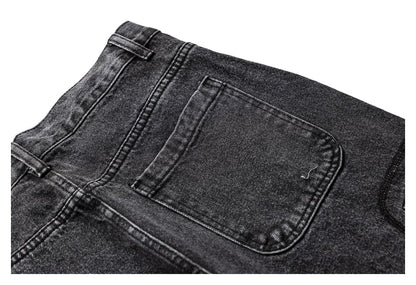 【URBANEST】washed black denim cargo pants 1color 【UN0239】