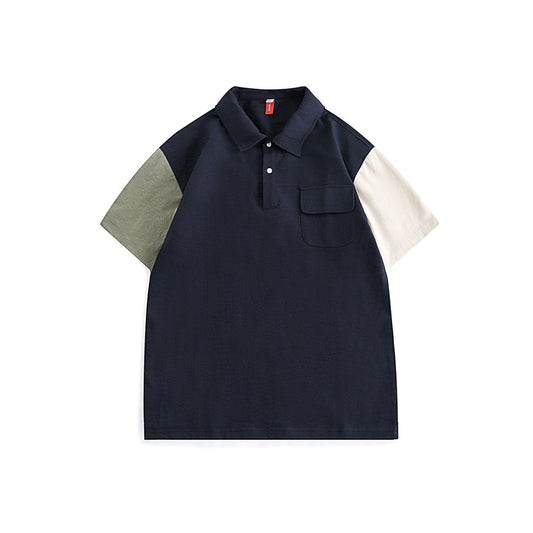【URBANEST】マルチカラーブロックフラップポケット半袖ポロシャツ 2color 【UN0187】