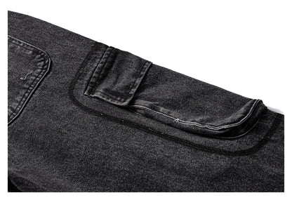 【URBANEST】washed black denim cargo pants 1color 【UN0239】