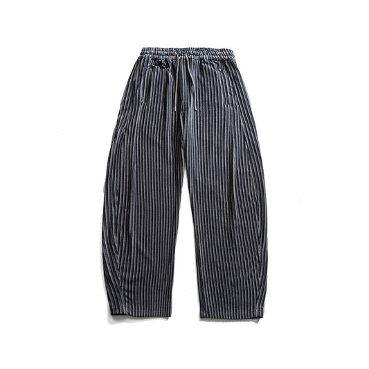 【URBANEST】striped pleated wide balloon easy pants 2color 【UN0236】