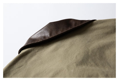 【URBANEST】leather collar canvas denim jacket 2color 【UN0247】