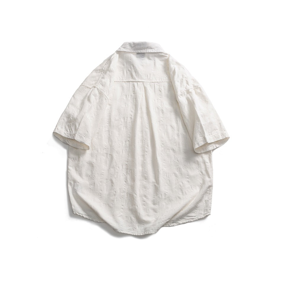 【URBANEST】double pocket textured short sleeve shirt 2color 【UN0207】