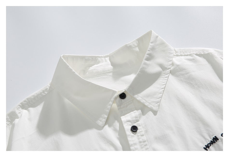 【URBANEST】embroidered chest short sleeve shirt 2color 【UN0204】