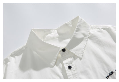 【URBANEST】embroidered chest short sleeve shirt 2color 【UN0204】