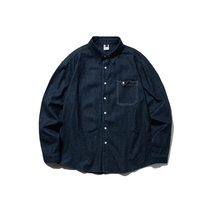 【URBANEST】contrast stitch denim long sleeve shirt 1color 【UN0230】