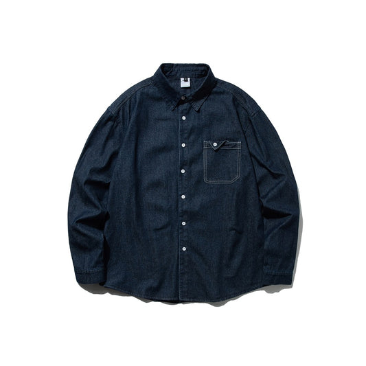 【URBANEST】contrast stitch denim long sleeve shirt 1color 【UN0230】