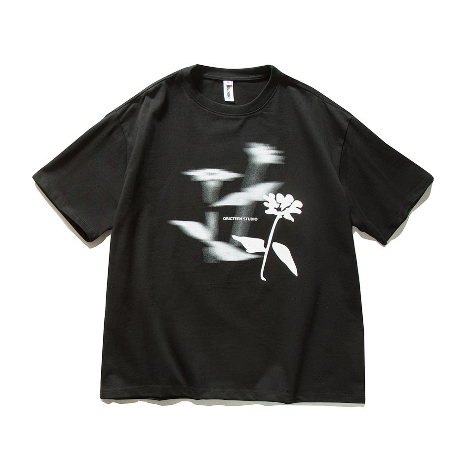 【URBANEST】flower graphic print casual t-shirt 2color 【UN0194】