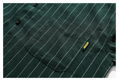 【URBANEST】pinstripe pocket short sleeve shirt 3color 【UN0218】