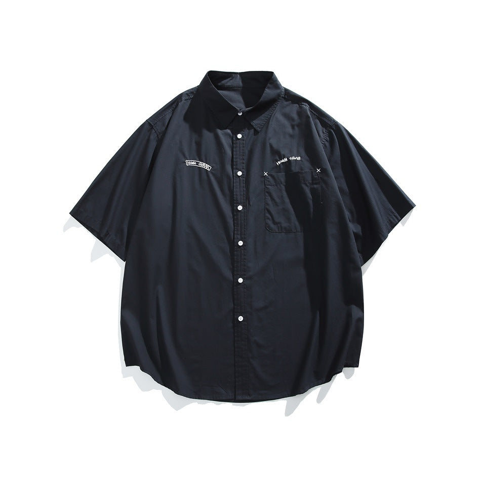 【URBANEST】embroidered chest short sleeve shirt 2color 【UN0204】