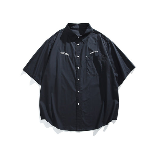 【URBANEST】embroidered chest short sleeve shirt 2color 【UN0204】