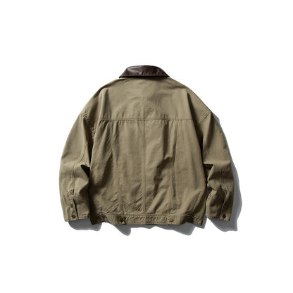 【URBANEST】leather collar canvas denim jacket 2color 【UN0247】