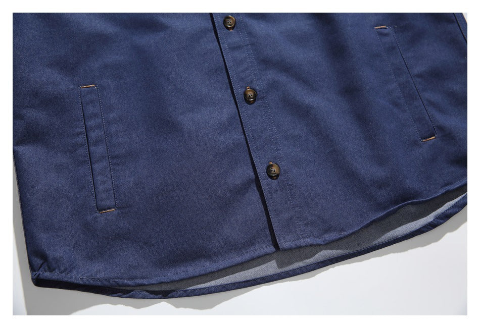 【URBANEST】contrast pocket denim long sleeve shirt 1color 【UN0217】