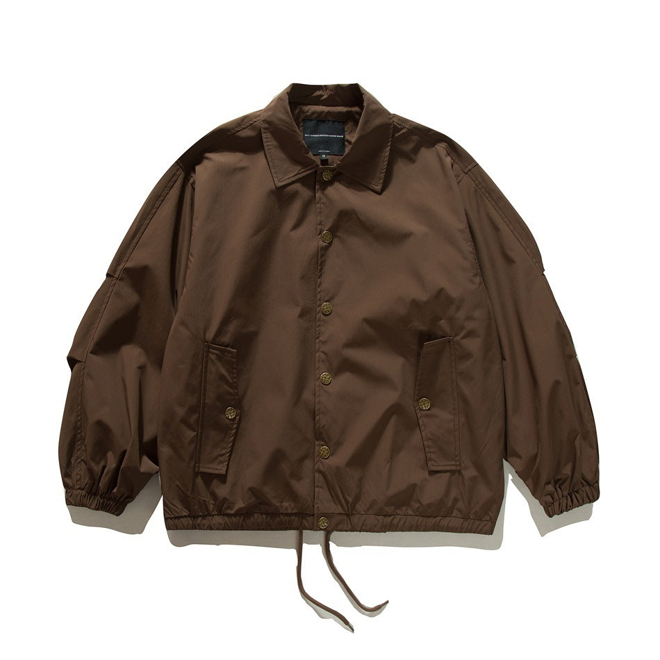 【URBANEST】drawstring hem loose coach jacket 4color 【UN0238】