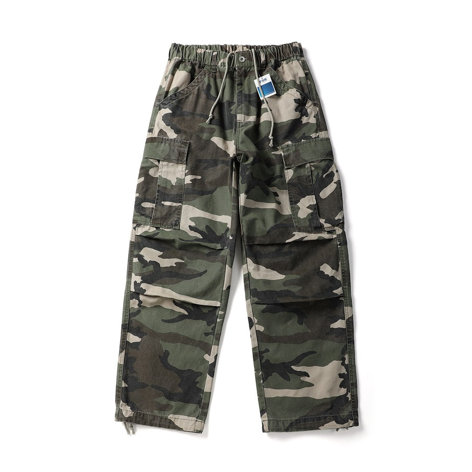 【URBANEST】camo knee tuck wide cargo easy pants 3color 【UN0243】