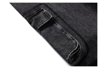 【URBANEST】washed black denim cargo pants 1color 【UN0239】