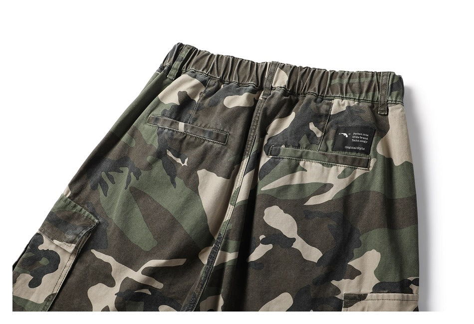 【URBANEST】camo knee tuck wide cargo easy pants 3color 【UN0243】