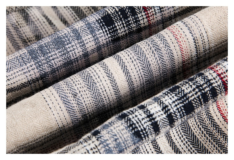 【URBANEST】patchwork plaid raw hem long sleeve shirt 1color 【UN0224】