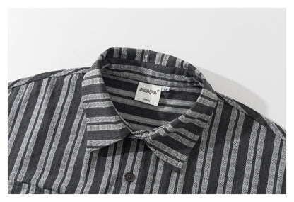 【URBANEST】striped flap pocket long sleeve shirt 2color 【UN0216】