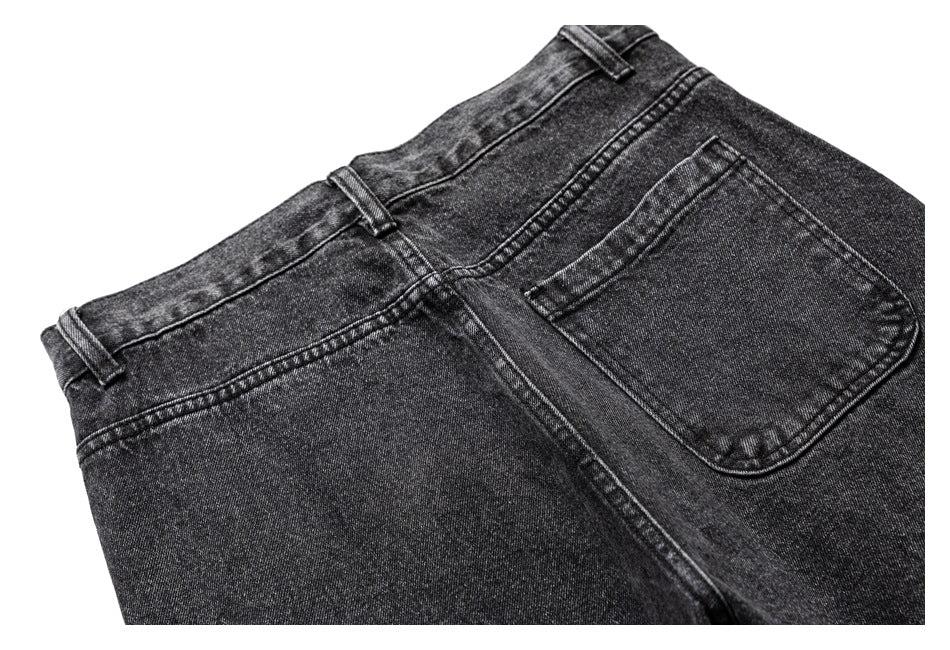 【URBANEST】washed black denim cargo pants 1color 【UN0239】