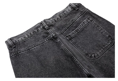 【URBANEST】washed black denim cargo pants 1color 【UN0239】